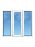 Porte-Fenêtre PVC 1 Vantail avec Fixes Latéraux Gauche et Droite sur Mesure – Gamme Élégance