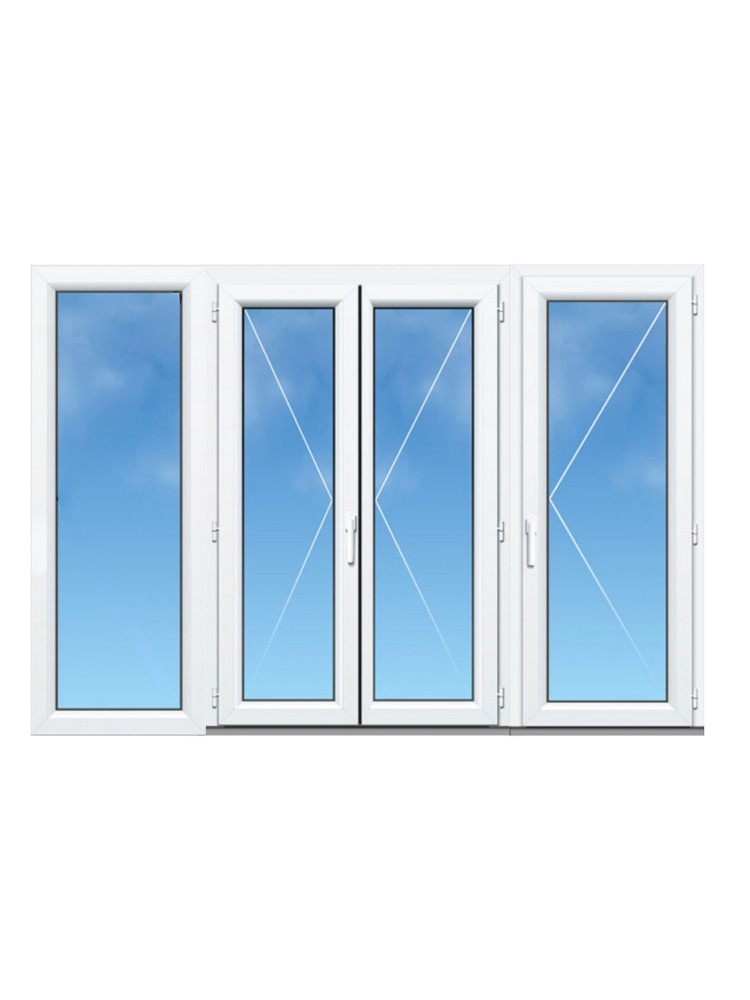 Porte-Fenêtre PVC 3 Vantaux (Vantail Seul à Droite) avec Fixe Latéral sur Mesure – Gamme Élégance