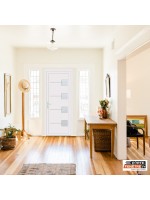 Porte d’entrée PVC ARIELLE – Gamme Contemporaine – Design moderne & insert inox décoratif