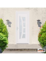 Porte d’entrée PVC ALINE – Gamme Contemporaine – Design moderne, vitrage dépoli & insert inox