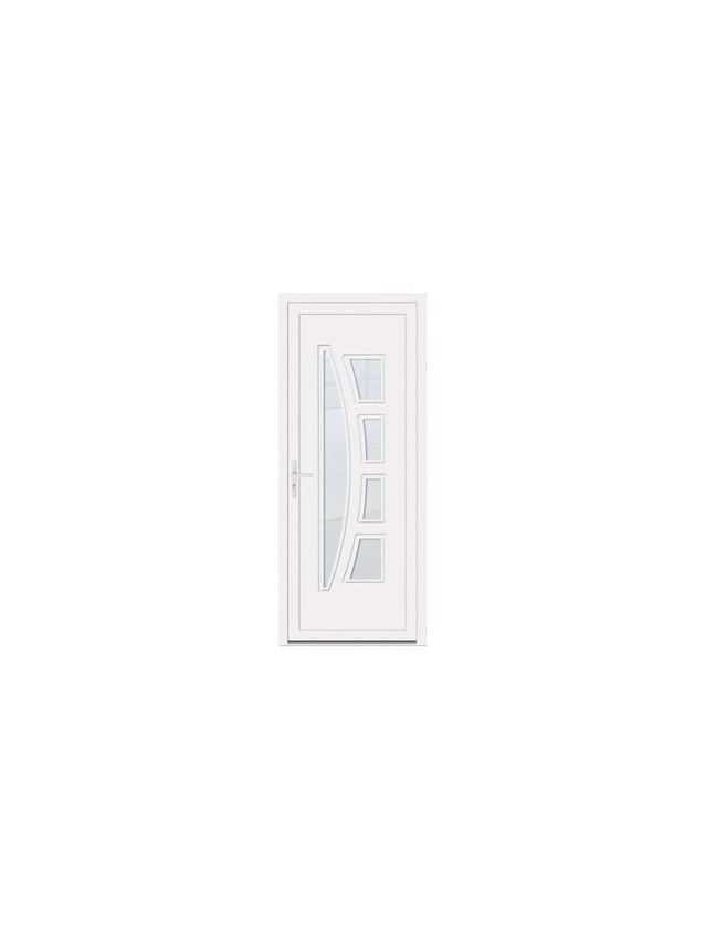 Porte d’entrée PVC ALINE – Gamme Contemporaine – Design moderne, vitrage dépoli & insert inox