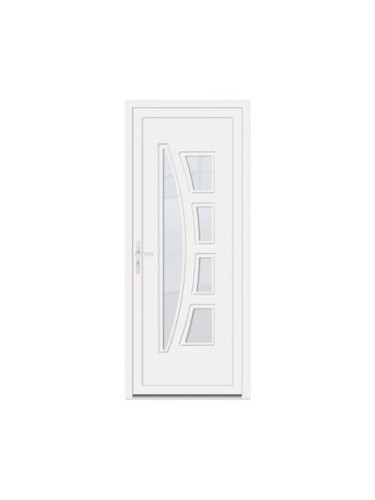 Porte d’entrée PVC ALINE – Gamme Contemporaine – Design moderne, vitrage dépoli & insert inox