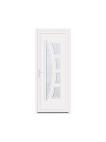 Porte d’entrée PVC ALINE – Gamme Contemporaine – Design moderne, vitrage dépoli & insert inox