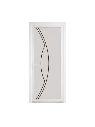 Porte d’entrée PVC CARMEN – Gamme Glass – Entièrement vitrée décor dépoli & motif transparent