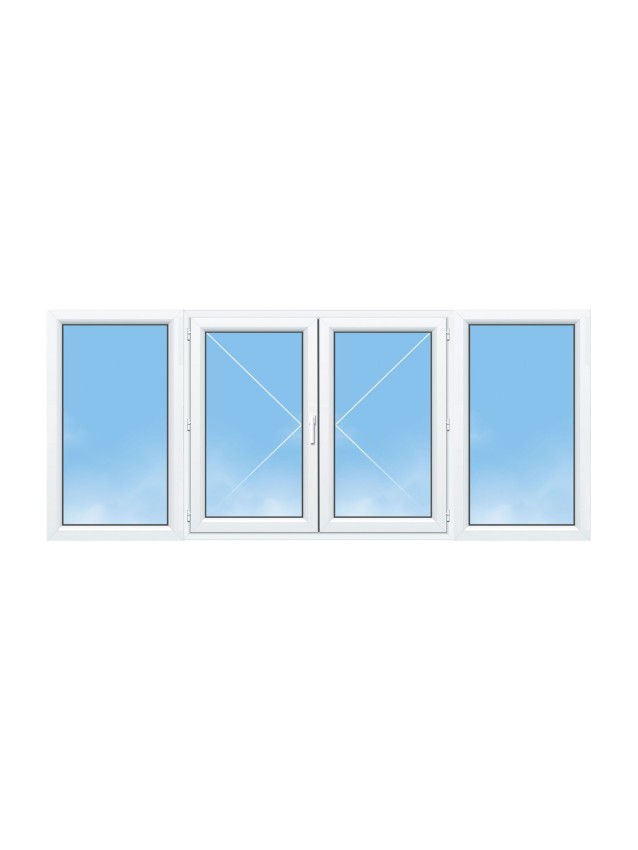 Fenêtre PVC 2 Vantaux avec Fixes Latéraux – Gamme Élégance