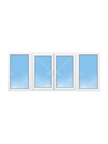 Fenêtre PVC 2 Vantaux avec Fixes Latéraux – Gamme Élégance