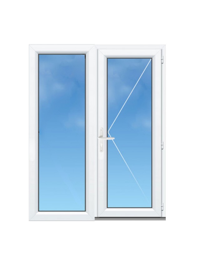 Porte de Service PVC Vitrée avec Fixe à Gauche sur Mesure – Gamme Élégance