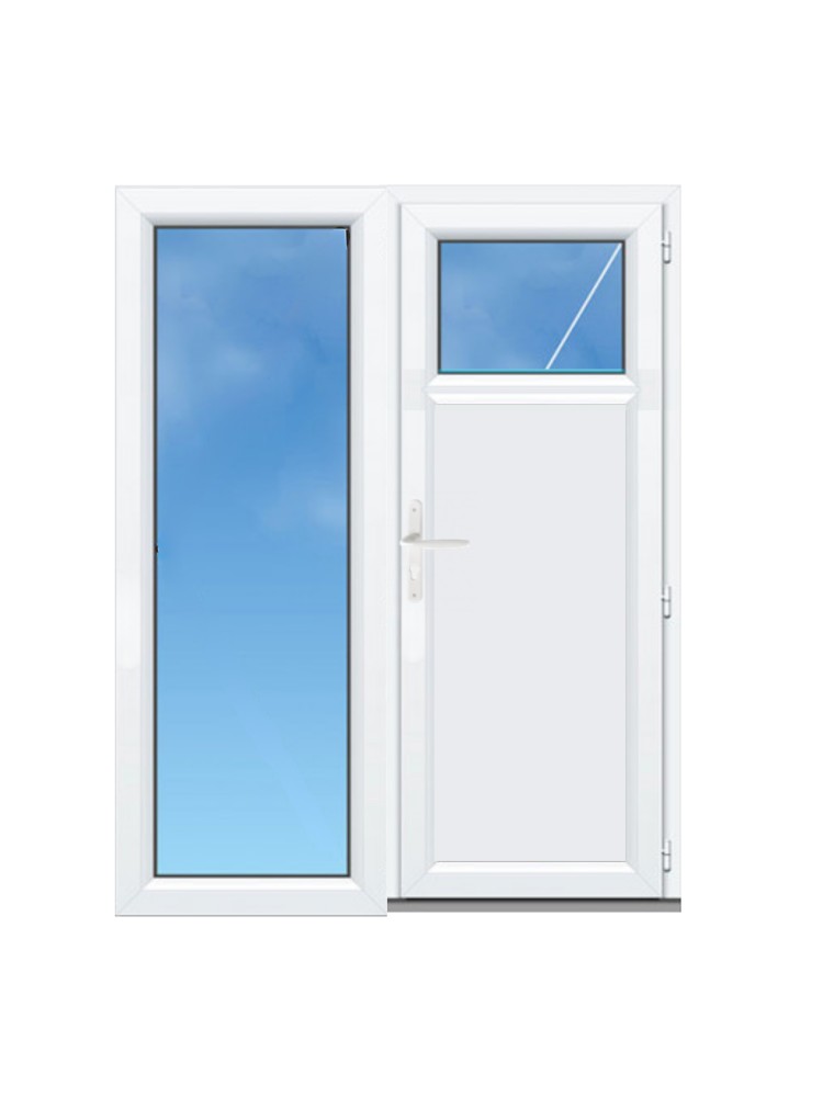 Porte de Service PVC Tiers Vitrée avec Fixe à Gauche sur Mesure – Gamme Élégance